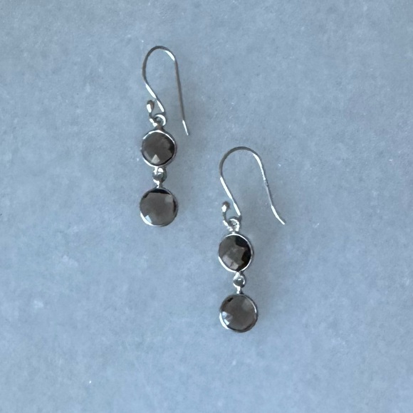 NWOT Tuckernuck Checkmate Earrings Smoky Quartz Sterling Silver